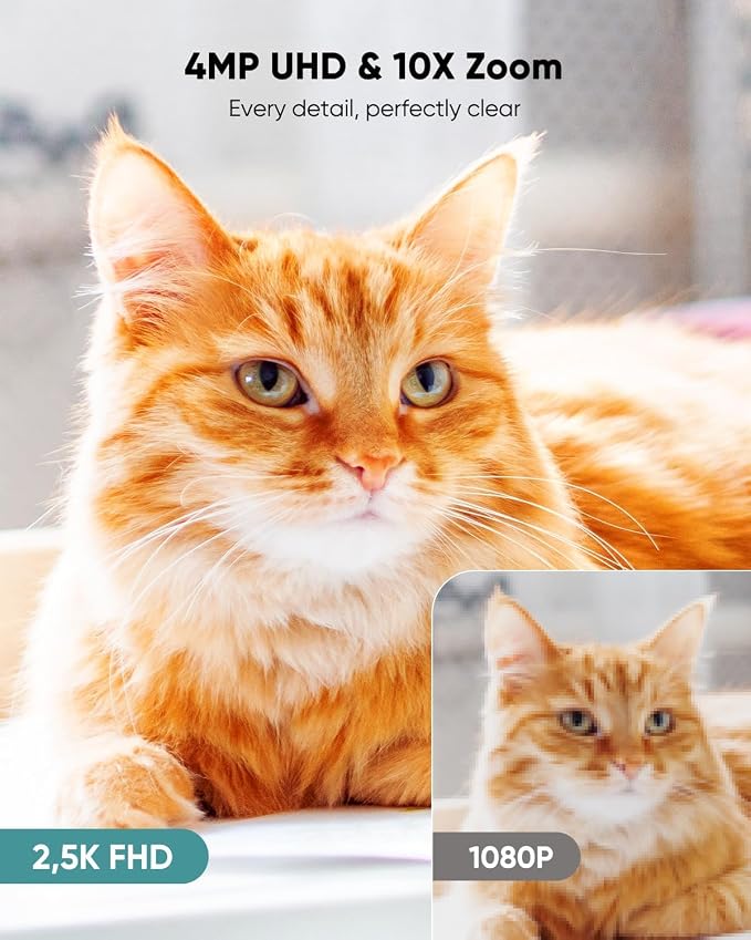 Indoor Camera Wireless, Pet Camera Indoor with Phone App | 4MP Home Cameras Indoor for Dog Kids Elderly Cat, 360° Pan Tilt, Color Night Vision, 2.4/5GHz WiFi, Motion Alerts