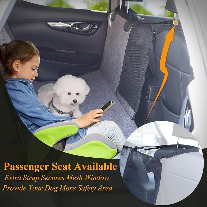 VIVAGLORY Dog Seat Cover Dog Hammock, Large, Heather Black | Seat Cover for Car Suv & Truck, Back Backseat Split Hair Resistant Protector for Pet