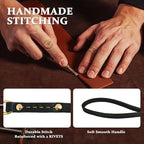 Heavy Duty Leather Dog Leash 6 ft x 3/4 inch, Genuine Leather Dog Training Leash, Soft and Strong Leashes for Medium and Large Dogs Black