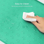 PWTAA Dog Food Mat Anti-Slip Silicone Dog Bowl Mat Thicker Pet Placemat Waterproof Cat Feeder Pad with Raised Edge Puppy Kitten Feeding Mats Suitable Small Medium-Sized Dogs Cats Eating Tray - 2PCS