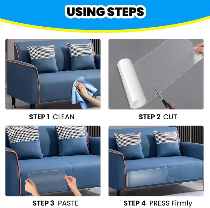 Cat Scratch Furniture Protector: Cat Anti Scratch Tape - Door Protector from Dog Scratching - Clear Training Self Adhesive Tape for Carpet, Sofa, Couch, Door (197in x 11.8in)