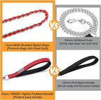 S-ETOVUS-Chain Dog Leash, Bite-Proof Metal Leash, with Padded Handle | Three Sizes 7.25FT/5.2FT/4FT, Woven From Nylon Rope And Chain, Durable And Bite-Resistant, Comfortable With Padded Handles