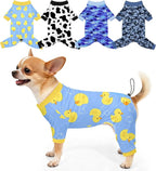 Bienbee Dog Pajamas, 4 Pack Adjustable Onesies for Small to Large Dogs XS | Dog Shedding Suit with Soft Fabric, Breathable & Stretchy, and Adjustable Back Length for Sleeping Lounging and Daily Use
