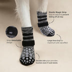 PUPTECK Anti-Slip Dog Socks with Double Sides for Small Medium Large Dogs Hardwood Floors Prevents Licking, Dog Shoes for Hot Pavement Traction Control Paw Protector for Senior Dogs, Striped Black XS