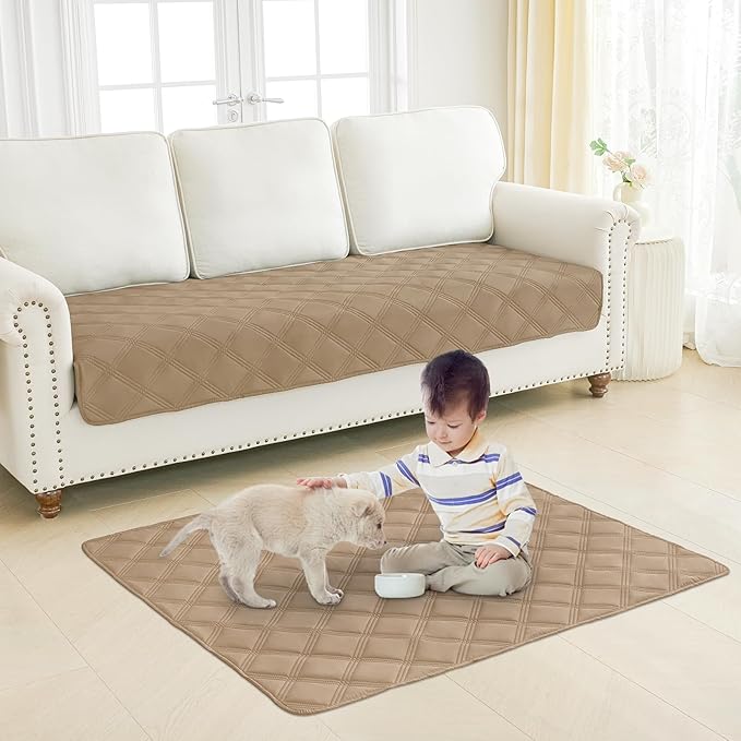 Smiry Waterproof Dog Bed Cover, Reversible Pet Blanket for Sofa Couch | Soft Washable Dog Blanket, Leakproof Couch Cover for Dogs Cats & Furniture Protection, 30x53, Camel/Beige