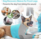 Lelepet Dog Recovery Sleeve for Wounds Front Legs, Stop Licking Dog Shirt | Elbow Protector for Leg Injuries Shoulder Wounds After Surgery Male Female,Zippered Long-Sleeved Shirt Cone Alternative S-3XL