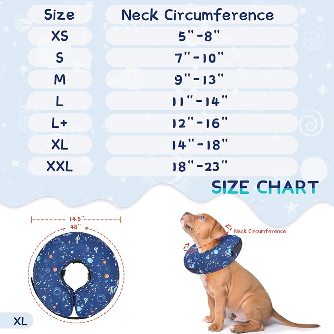 Supet Inflatable Dog Cone Collar Alternative After Surgery, Soft Donut Recovery E Collar for Neuter, Small Medium Large Dogs