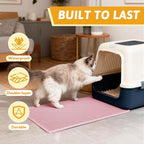 Pieviev Cat Litter Mat, Double-Layer Waterproof Litter Trap, 24" x 15" Pink | Honeycomb Design Catches Scattered Particles to Stop Tracking, Urineproof Base Protects Floors, Easy to Clean