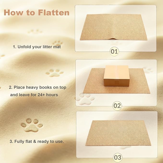 Cat Litter Mat, 35"x23" Large Litter Trapping Mat for Litter Box | Waterproof, Non-Slip Kitty Pad, Urine-Resistant, Scatter Control, Cut to Fit