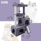 AIWIKIDE Cat Tree Has Scratching Toy with A Ball Activity Centre Cat Tower Furniture Jute-Covered Scratching Posts (Grey, 37.4'')