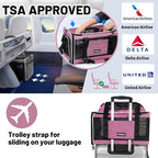 Top-Expandable Cat Carrier 18x11x11, United Delta American Airline Approved | Soft-Sided Small Dog Pet Carry Bag Travel Under-Seat in Cabin, Puppy Airplane Crate 10lbs TSA Plane Kitten Cage Kennel Pink