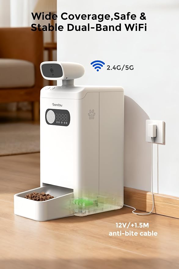 Automatic Cat Feeder with Camera, 3.5L Smart Pet Food Dispenser, 4MP HD Video & Night Vision, Timed Feeding for Cats & Dogs, APP Remote Control, 5GHz/2.4GHz WiFi