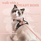 rabbitgoo Cat Harness and Leash Set, Escape Proof Vest, Light Salmon Pink | Soft Breathable Mesh, Easy Adjustable Fit, Snap Buckles, Sturdy Clip, Reflective Strips, for Medium to Large Cats Walks, M