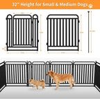 Puppy Playpen Dog Playpens Fence Outdoor Thickened Metal Tube, Low Threshold Dog Play Pen Indoors, 32" Height 20 Panels for Small/Medium/Large Dogs (Black)
