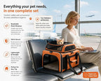 Cat Carrier Dog Carrier Airline Approved, Pet Carrier for 2 Cats Small Medium Dogs, Soft Cat Carrier 18x15x15 with Foldable Bowl & Washable Pad, TSA Approved Dog Carriers by Luniko Shop (Orange)