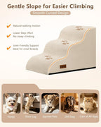 Aodisman Dog Stairs for Small Dogs,3 Step Dog Ramp for Couch,Non-Slip Steps | Pet stairs help small dogs, old cats, and puppies reach couches and chairs easily, durable indoor dog steps,15.4" H,Beige