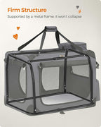 Feandrea Collapsible Soft Dog Crate, Portable Travel, 28 Inches | Dog Carrier Kennel with Safety Zippers for Living Room, Car, Travelling, Gray UPDC70GY