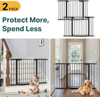 Cumbor Pack of 2 Baby Gate for Stairs, 29.7–48" Pressure Mounted Dog Gate for Doorways, Auto Close Safety Pet Gate Indoor, Easy Walk Thru Wide Child Gate, Black, Mom's Choice Award Winner