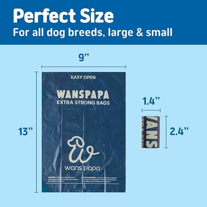 Dog Poop Bags, Activated Charcoal Odor Control, 20 Micron Extra Thick, Leak-Proof Pet Waste Bag Rolls for Dog Walking, 9x13" Poop Bag for Small to Large Dogs Doggy, 120 Count (8 Rolls)