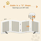PUPETPO Freestanding Pet Gate for Dogs, Foldable Wooden Dog Gate for House, Indoor Dog Gate for Stair, Doorway, Gates for Dogs Indoor, 80 Inch Wide, 4 Panels 24",White