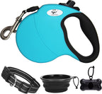 16 ft Retractable Dog Leash for Large Dogs up to 110 lbs,Tangle-Free Nylon Tape,Blue L