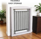 Dog Fence Indoor,Dog Gate Indoor for Doorway pet gate -4-Panel Freestanding, Hallways, House or Stairs -80x32-Inch Retractable Foldable Expandable Wood Pet by SFJC (Grey) ﻿