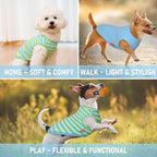 KYEESE 2Pack Dog Shirt, Soft Striped Dogs T Shirts, Lightweight Doggie Tank Top Cat Clothes, Sleeveless Dog Shirt for Small Dogs, Stretchy Pet Vest, Blue, Small