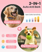 Dog Bark Collar with Remote, 2-in-1 Bark and Shock Collar Combo, 3300Ft Dog Training Collar - Auto Anti Bark/Beep/Vibration/Shock 4 Modes, IP67 Smart E-Collar with 5 Adjustable Levels of Sensitivity