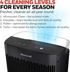 Honeywell HEPA Air Purifier for Home and Small-Medium 938 Ft² Rooms, Black | Powerful HEPA Filtration with Quiet, Clean, Turbo and Auto Modes, Reduces Allergens, Dust, Pollen, Pet Dander, Odors, Smoke