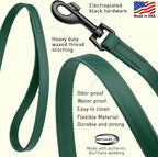 Dogline Biothane Waterproof Dog Leash Strong Coated Nylon Webbing with Black Hardware Odor-Proof Easy to Clean High Performance for Small or Large Dogs Made in USA 4 or 6 ft Lead, Hunter Green