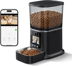 Automatic Cat Feeder with Camera, 2-Way Video& Audio, HD Video with Night Vision, 5G WiFi Pet Feeder, 5L Large Food Storage Container for Multiple Pet, Detachable for Easy Clean (Black)