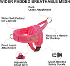 BEAUTYZOO Dog Harness for Large Dogs, No Pull Dog Harness and Leash Set, Soft Escape Proof Puppy Vest Harness with Handle, Reflective Lightweight Step in Harness for Girl Boy Dogs, Pink L