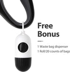 Fida Retractable Dog Leash with Dispenser and Poop Bags, 16 ft Pet Walking Leash for Small Dog or Cat up to 26 lbs, Anti-Slip Soft Handle, Tangle Free, Reflective Nylon Tape (S, Black)