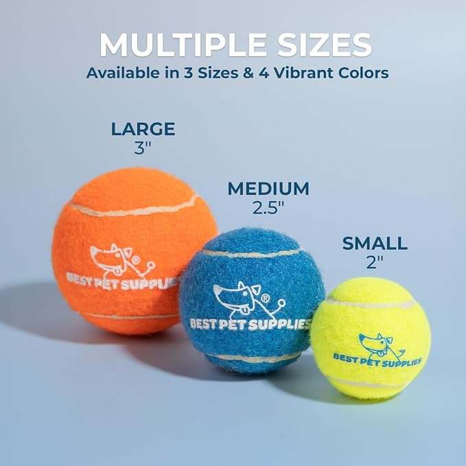 Best Pet Supplies Interactive Squeaky Dog Chew Toy, Ideal Dog Toys for Chewers, Small, Medium & Large Dogs, and Fetch Lovers - Tennis (Assorted Color), Small (Pack of 4)
