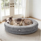 BALANCE Donut Dog Bed, 36 Inches Round Dog Bed Large Size Dogs Washable, Orthopedic Calming Dogs Beds for Kitten, Fluffy Plush Faux Fur Pet Bed with Anti-Slip Bottom
