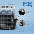 Petmate Dog Crates for Small Dogs & Cat Carriers, Two-Door Plastic Pet Kennel, Top & Front Loading, Made in USA, 24", Blue | Plastic pet kennel made in USA, for small pups and kittens, dual entry design, great for travel and vet trips, easy access