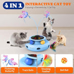 Pawtners Cat Toys, Automatic Interactive Kitten Toys for Indoor Cats, Blue | Fluttering Butterfly, Moving Feather, Track Balls and USB Rechargeable Powered Smart Indoor Exercise Kicker