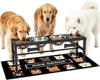 4-Bowl Elevated Dog Bowl Stand – 4 Adjustable Heights with 58oz/1700ml Stainless Steel Bowls & Splash Pad for Medium & Large Breeds, Multi-Pet Households