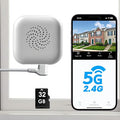 2K Window Camera with 32GB Memory Card, 5GHz & 2.4GHz WiFi Indoor Cameras for Home Security with AI Starlight Color Night Vision, AI Person & Motion Detection, Easy & Quick Install, 24/7 Recording