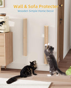 Aechonow 68" Wall Mounted Cat Scratcher,2Pcs of 34in Sisal Scratching Posts | Wood Cat Wall Scratcher,Cat Wall Furniture for Indoor Cats,Cat Wall Climber, Natural Sisal,Tall & Sturdy Corner Climbing Pole