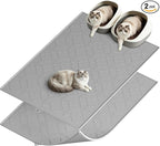 Pawtners Cat Litter Mat Extra Large 42" X 30", Easy to Clean, Gray, 2 Pack | Non-Slip Kitty Litter Mat for Floor, Waterproof & Urine-Proof Cat Litter Mat Litter Trapping Mat, Soft on Kitty Paws