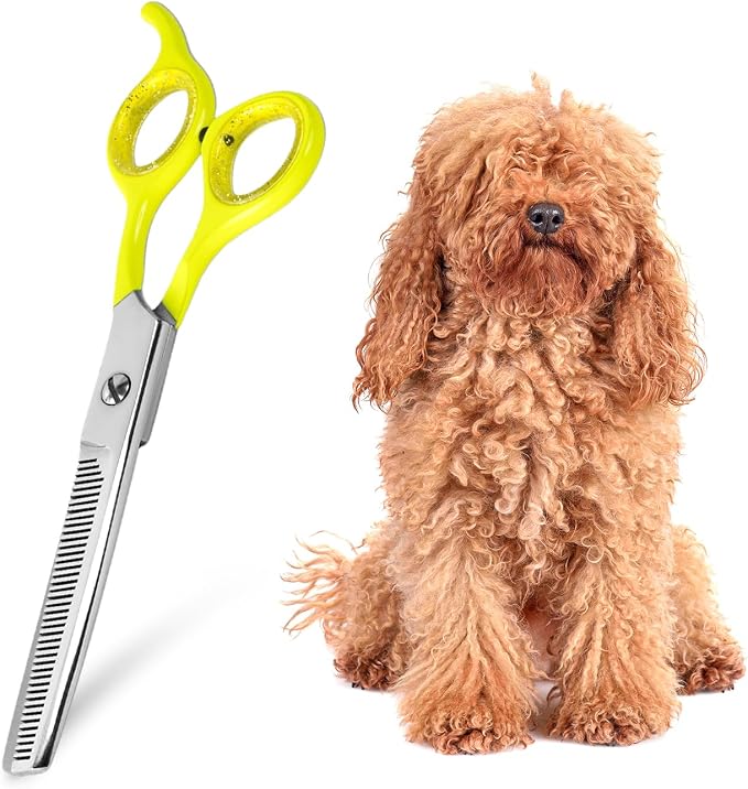 Laazar Dog thinning shears for dogs - Sharp Stainless Steel Blades with Colorful Handles, Safe and Easy-to-Use With Beautiful results, Long Lasting dog grooming thinning shears