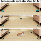 Interactive Cat Toys for Indoor Cats Chasing Running Hunt Instinct Exercise | Auto Smart DIY Multi-track Cat Feather Toy Treadmill with Mouse Sound，Cat Lure Course for Playful Cat Kitten Play(Cyan-blue)