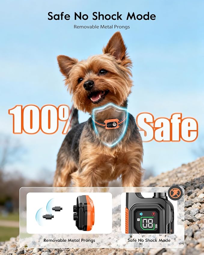 SLOPEHILL Mini Shock Collar for Small Dogs 5-30lbs,Featuring No Shock Mode | 4200FT Dog Training Collar with Remote, IPX8 Waterproof e Collar with Beep,Vibration,Safe Shock,Light,No Shock Modes (Orange)