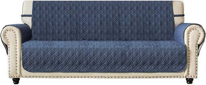Ameritex Couch Sofa Slipcover 100% Waterproof Nonslip Quilted Furniture Protector Slipcover for Dogs, Children, Pets Sofa Slipcover Machine Washable (Blue, 78")
