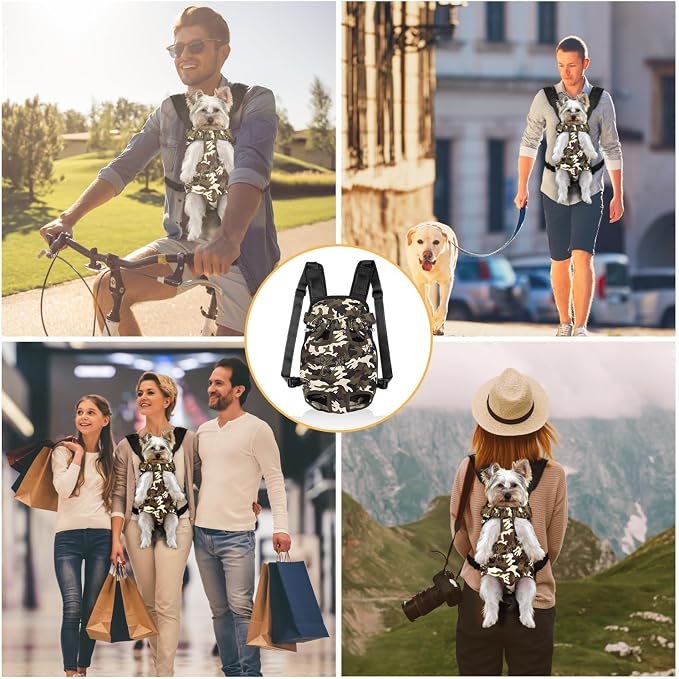 YUDODO Pet Dog Carrier Backpack Adjustable Front Carrier for Small Dog Cat | Legs Out Design, Easy-Fit Travel Backpack, Hiking and Walking, Durable Comfortable, Perfect for Outdoor, Camouflage green, M