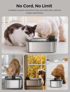 Wireless 7.5l/254oz/2Gal Dog Water Fountain for Large Dogs Stainless Steel | Quiet Pet & Cat Water Fountain with Motion Sensor, Automatic Water Dispenser for Dogs&Multi-Pet Homes Continuous Fresh Flow