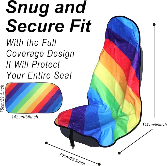 Car Seat Cover Protector Front Seats,for Gym Workout,Running,Swimming,Beach and Hiking,Waterproof Sweat Towel Bucket Seat Covers for Cars SUV Trucks (Rainbow, 1Pcs)