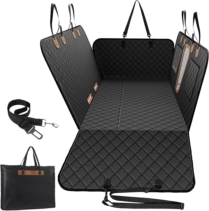 A-Pce 600D Heavy Duty Dog Car Seat Cover for Back Seat, 2026 Upgraded | Hard Bottom Back Seat Extender for Pets- Holds 600lbs, Waterproof Scratch Proof Nonslip Dog Hammock for Cars Trucks and SUVs