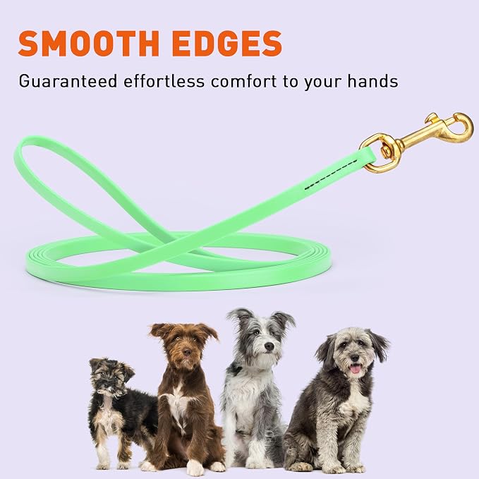 Viper Biothane K9 Working Dog Leash Waterproof Lead for Tracking Training Schutzhund Odor-Proof Long Line with Solid Brass Snap for Puppy Medium and Large Dogs, 15ft Sea Foam Green